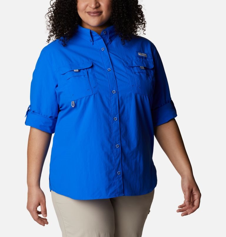 Camasa Columbia PFG Bahama Long Sleeve Dama Albastri | Plus Size ENSMQ70Z9